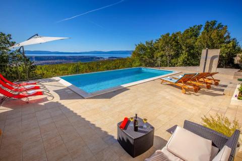 RIJEKA,ŠMRIKA- NOVOGRADNJA, Kuća 140 m2 sa bazenom i otvorenim pogledom na more