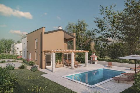 Istra, Tinjan okolica, moderna dvojna kuća, gotova, useljiva