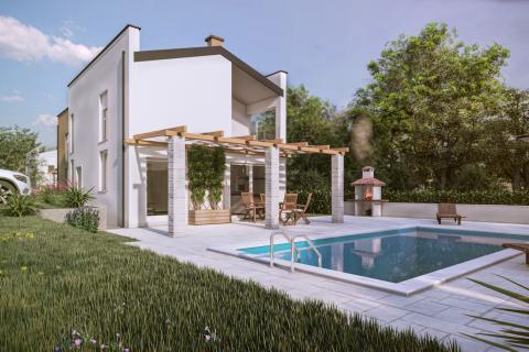 Istra, Tinjan okolica, moderna dvojna kuća, gotova, useljiva