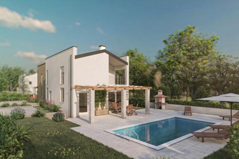 Istra, Tinjan okolica, moderna dvojna kuća, gotova, useljiva