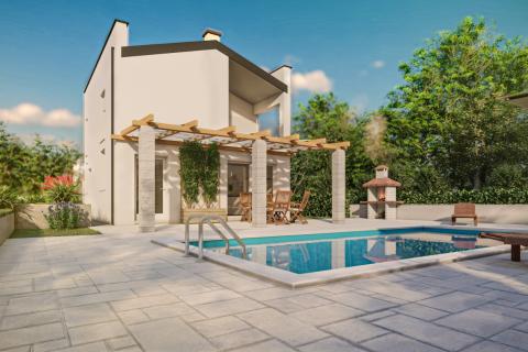 Istra, Tinjan okolica, moderna dvojna kuća, gotova, useljiva