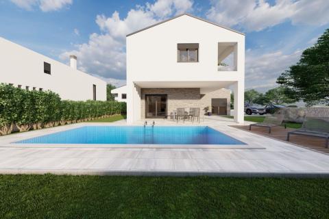 Otok Krk - kuća s bazenom u okolici Malinske, novogradnja