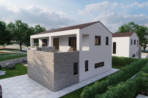 Otok Krk - kuća s bazenom u okolici Malinske, novogradnja