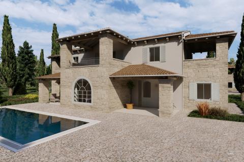 Kanfanar, okolica,  novogranja autohtonog stila s bazenom