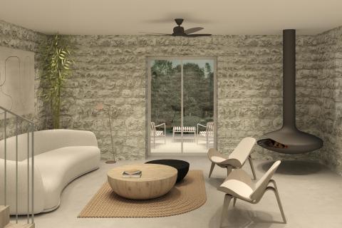 Kanfanar, okolica,  novogranja autohtonog stila s bazenom