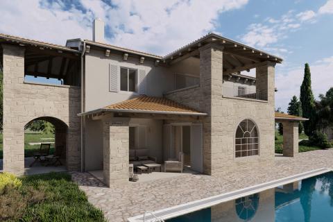 Kanfanar, okolica, kamena kuća s bazenom