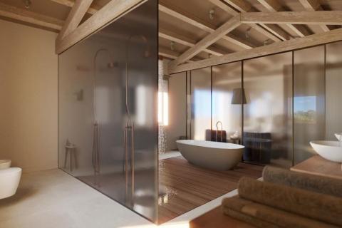 Grožnjan okolica, vila pogled more u autohtonom stilu s liftom