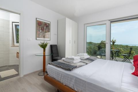 Istra, Duga uvala - nova kuća s bazenom, pogled na more