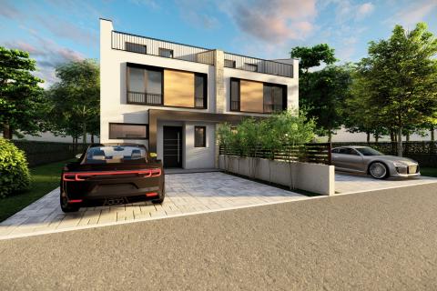 Poreč, okolica, moderna duplex kuća u izgradnji sa pogledom na more