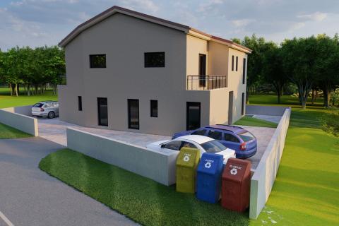 Istra, Buje okolica, kuća u izgradnji s bazenom