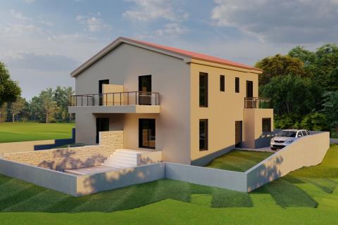 Istra, Buje okolica, kuća u izgradnji s bazenom