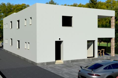 Poreč, okolica, dvojnica u izgradnji sa pogledom na more i prirodu