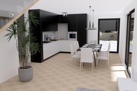 Poreč, okolica, dvojnica u izgradnji sa pogledom na more 