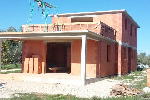 Istra, Umag - nova roh-bau kuća, pogled na more