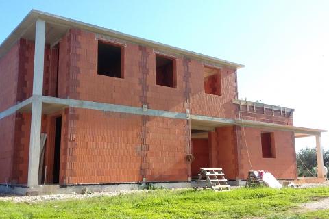 Istra, Umag - nova roh-bau kuća, pogled na more