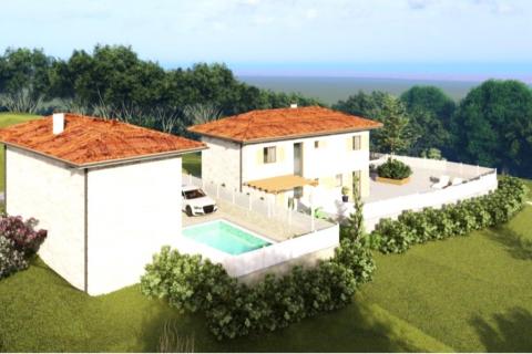 Istra,Momjan-Autohtona kuća s projektom,pogled more