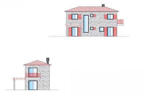 Istra,Momjan-Autohtona kuća s projektom,pogled more