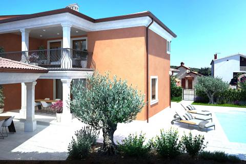 Istra, Momjan okolica, dvojna vila u novogradnji