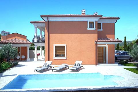 Istra, Momjan okolica, dvojna vila u novogradnji