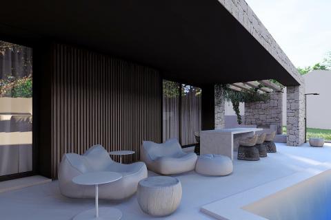 Istra, Karigador, atraktivna kuća s bazenom u izgradnji