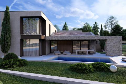 Istra, Karigador, atraktivna kuća s bazenom u izgradnji