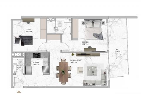 Dubai, JVC- prostrani stan 77m2 s balkonom u novom projektu