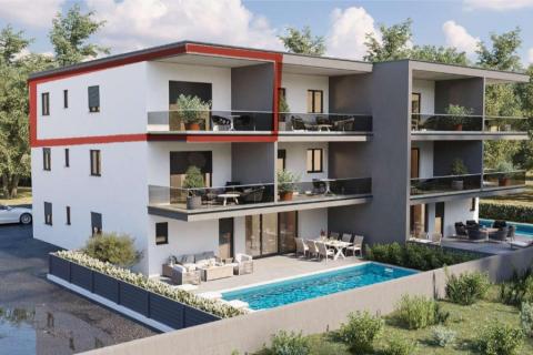 Istra,Novigrad-Dvosobni stan s pogledom na more