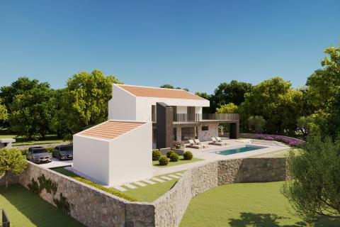 OTOK KRK, MALINSKA moderna villa sa okućnicom i bazenom