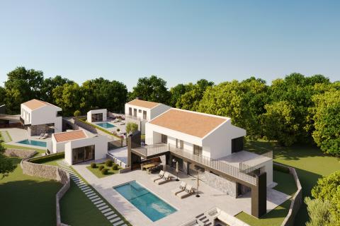 OTOK KRK, MALINSKA moderna villa sa okućnicom i bazenom