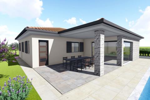 Istra, Umag - kuća prizemnica s bazenom, novogradnja