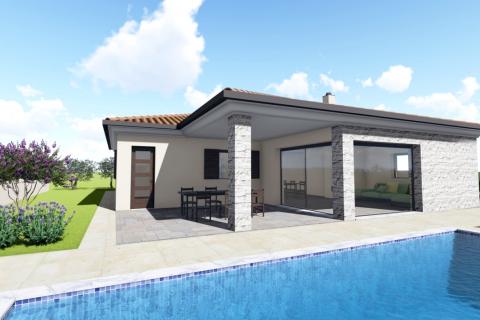 Istra, Umag - kuća prizemnica s bazenom, novogradnja