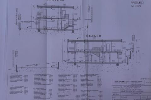 Crikvenica- građevinsko zemljište sa idejnim projektom za obiteljsku kuću ( P+1 ) sa bazenom