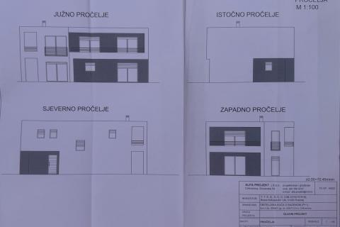 Crikvenica- građevinsko zemljište sa idejnim projektom za obiteljsku kuću ( P+1 ) sa bazenom