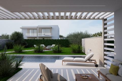 Poreč, okolica- prekrasno zemljište s pogledom na more, projektom i građevinskom dozvolom za 3 objekta