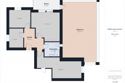 Crikvenica, Kostelj- trosoban stan, novogradnja