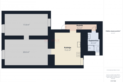 Wohnung Donji grad, Donji Grad, 55,20m2