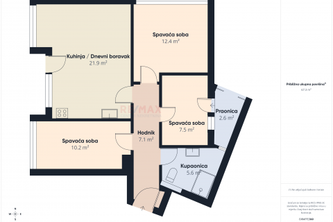 Flat/Appartement Kozala, Rijeka, 73,10m2