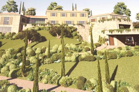 Istra, Buje - građevinsko zemlji&scaron;te, pogled na more, projekt za vilu s bazenom