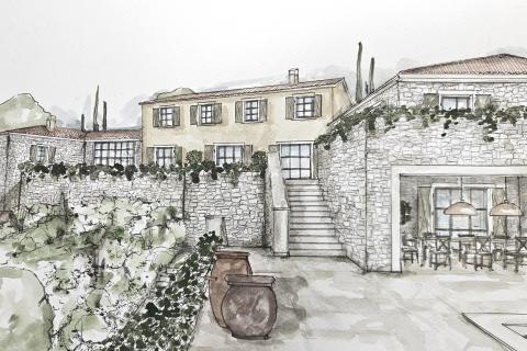 Istra, Buje - građevinsko zemlji&scaron;te, pogled na more, projekt za vilu s bazenom