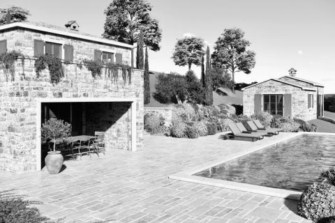 Istra, Buje - građevinsko zemlji&scaron;te, pogled na more, projekt za vilu s bazenom