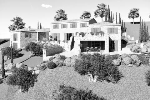 Istra, Buje - građevinsko zemlji&scaron;te, pogled na more, projekt za vilu s bazenom