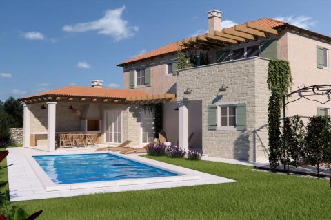 Istra, Žminj okolica - villa s bazenom novogradnja