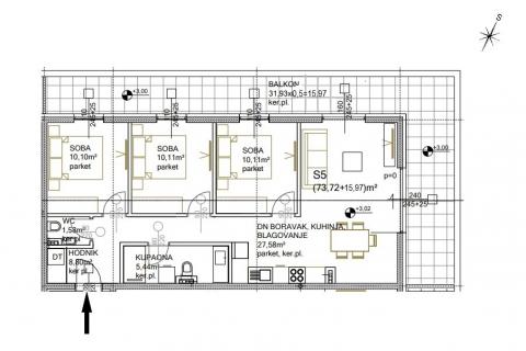 Appartamento Gornja Dubrava, 89,69m2