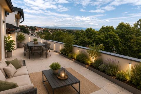 Kastav, Ćikovići - potkrovlje 105 m2, terasa, pogled