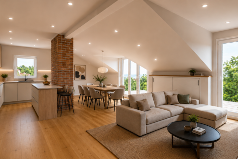 Kastav, Ćikovići - potkrovlje 105 m2, terasa, pogled